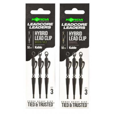 KORDA Kable Leadcore Leader Hybrid Lead Clip 50cm (x3)