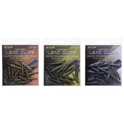 E-S-P Loaded Lead Clip QC Swivels & Tail Rubbers (x8)