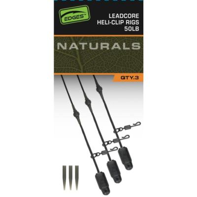 FOX Edges Naturals Heli-Clip Rigs 50lb Leadcore (x3)