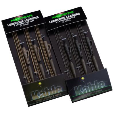 KORDA Kable Leadcore Leader Hybrid Lead Clip QC Swivel (1m) (x3)