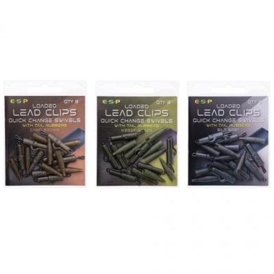 E-S-P Loaded Lead Clip QC Swivels & Tail Rubbers (x8)